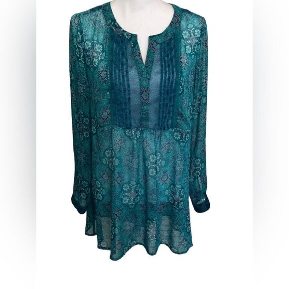 A Pea In The Pod teal floral maternity top Medium - Picture 5 of 7